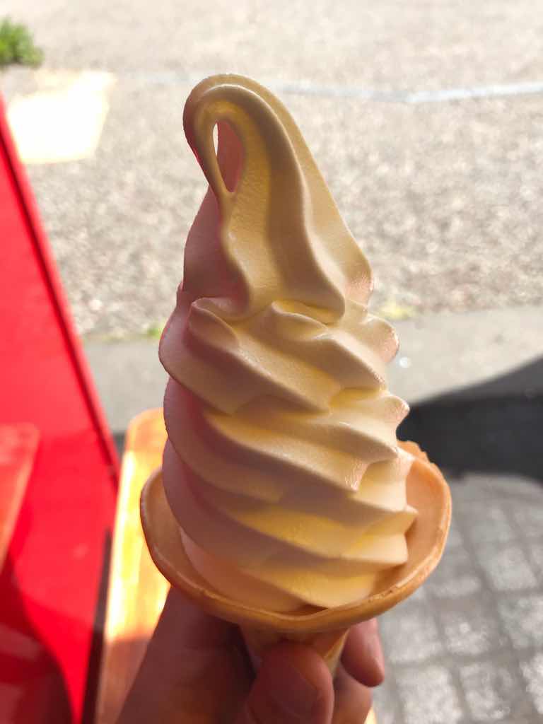 支笏湖ビジターセンター付近のお店でソフトクリームを食べる。マツコも絶賛したらしい。